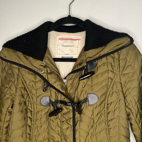 Cartonnier Green Quilted Crop Toggle Jacket Coat Size Small - Picture 5 of 9